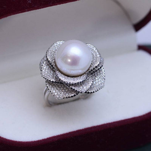 11-12mm Freshwater Pearl & Miya Zirconia Pearl Ring - House Of Pearls